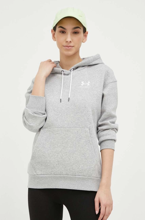 Under Armour bluza damska kolor szary z kapturem gładka 1373033-690