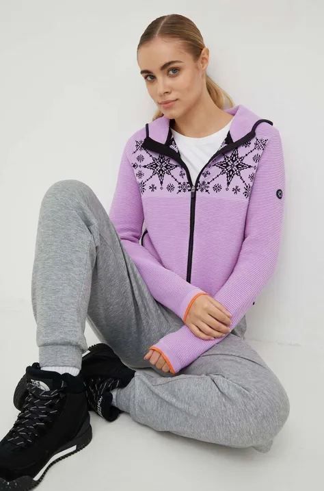 Newland sportos pulóver Eda lila, női, nyomott mintás, kapucnis