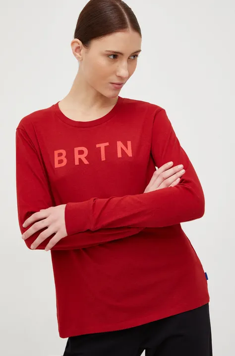 Βαμβακερή μπλούζα με μακριά μανίκια Burton χρώμα: κόκκινο