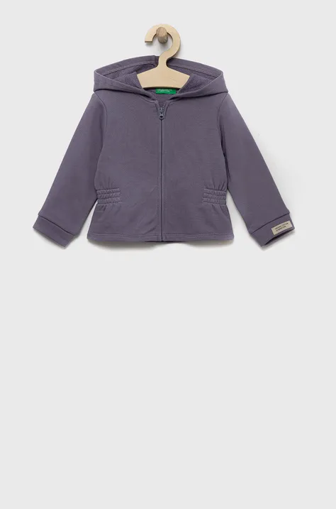 Дитяча бавовняна кофта United Colors of Benetton колір фіолетовий однотонна