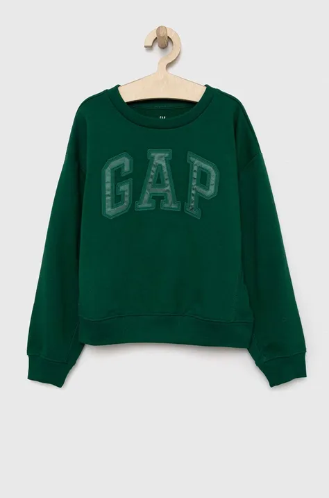 GAP bluza dziecięca kolor zielony z aplikacją