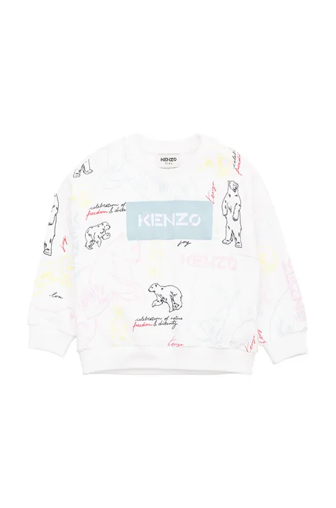 Kenzo Kids bluza bawełniana dziecięca kolor biały wzorzysta