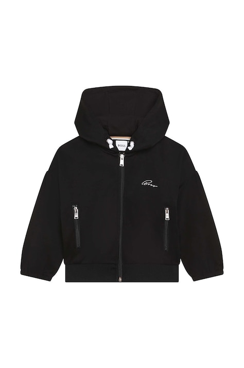BOSS hanorac de bumbac pentru copii culoarea negru, cu imprimeu