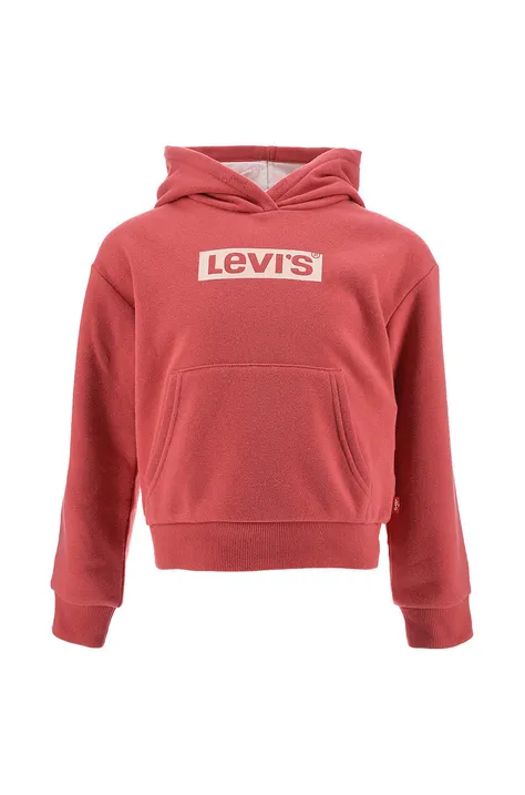 Levi's bluza copii culoarea rosu, cu glugă, cu imprimeu