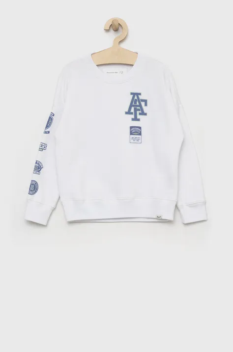 Abercrombie & Fitch bluza copii culoarea alb, neted