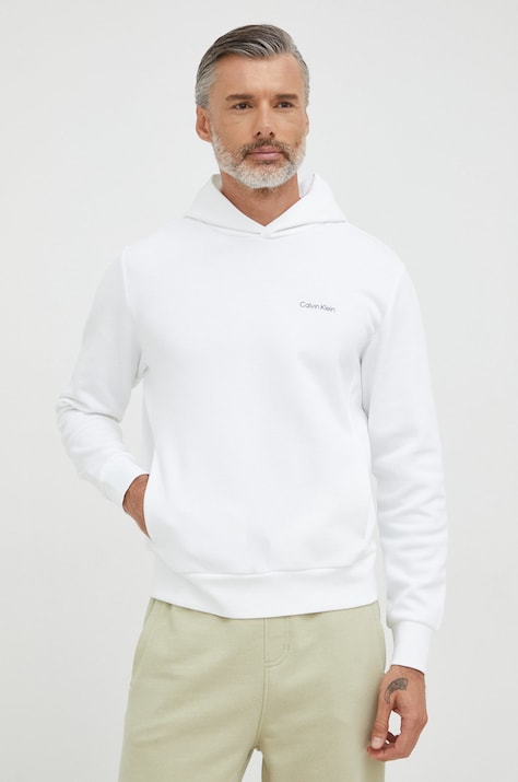 Mikina Calvin Klein pánská, bílá barva, hladká