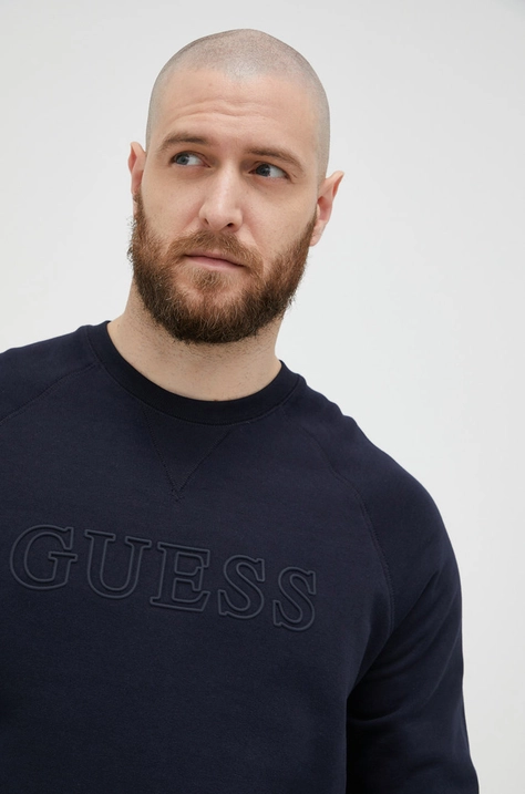 Кофта Guess чоловіча колір синій з аплікацією