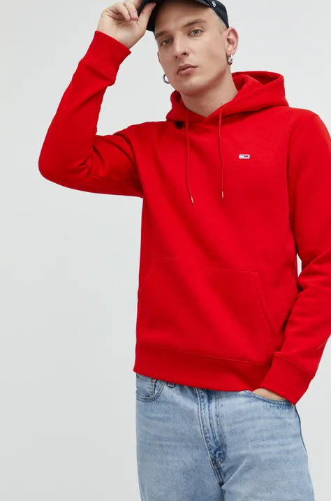 Кофта Tommy Jeans чоловіча колір червоний однотонна