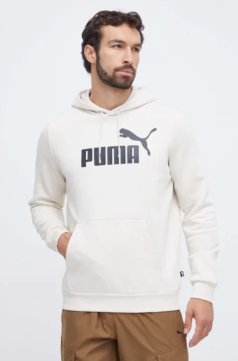 Кофта Puma чоловіча колір білий з капюшоном з принтом