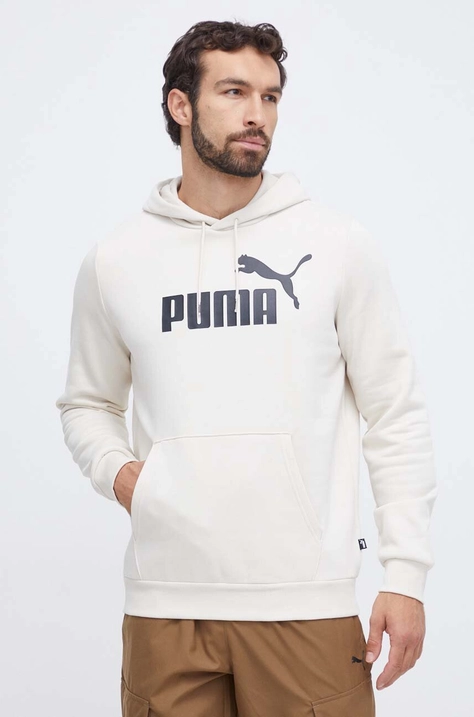 Puma bluză bărbați, culoarea alb, cu glugă, imprimeu 586687