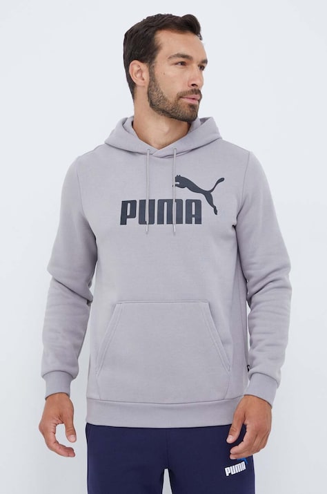 Кофта Puma мужская цвет серый с капюшоном с принтом