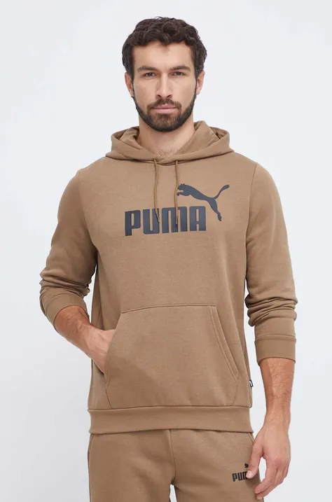 Pulover Puma moška, rjava barva, s kapuco