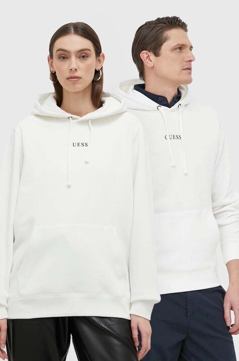 Guess bluza ES ROY kolor biały z kapturem z nadrukiem M2BQ50 K9YH1