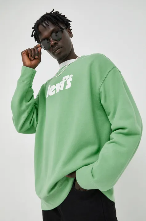 Levi's pamut melegítőfelső zöld, férfi, nyomott mintás