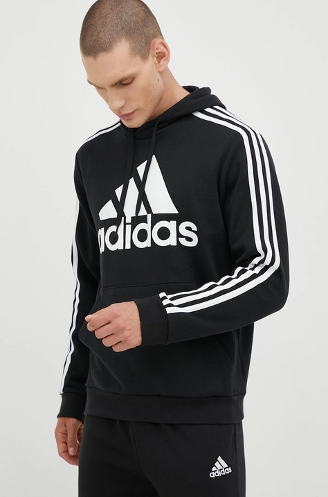 Mikina adidas pánská, černá barva, s potiskem