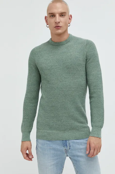 Bavlněný svetr Superdry pánský, zelená barva,