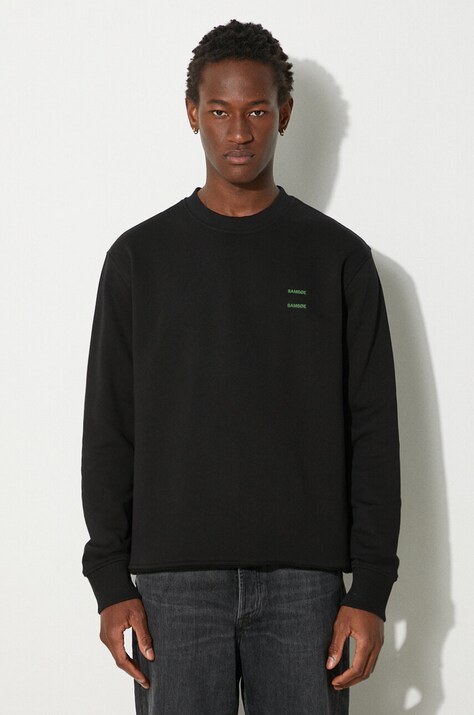 Pamučna dukserica Samsoe Samsoe za muškarce, boja: crna, glatka