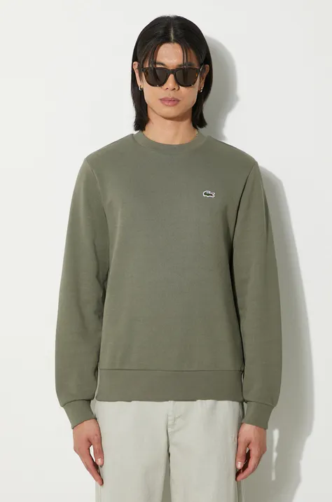 Lacoste sweatshirt men's green color smooth