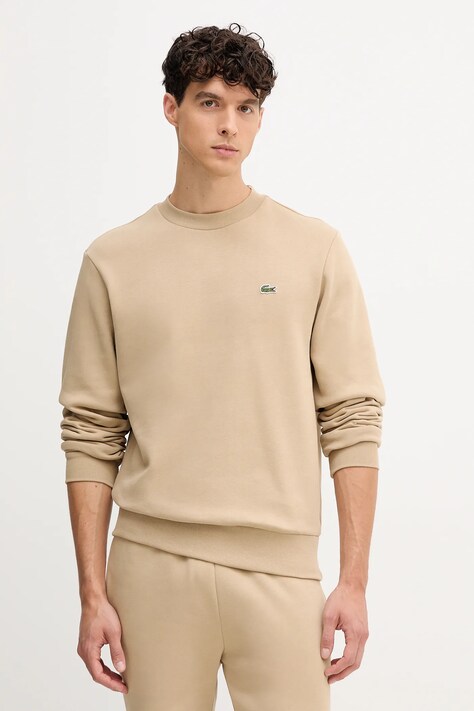 Lacoste bluza męska kolor beżowy gładka