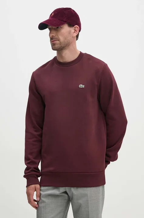 Lacoste sweatshirt men's maroon color smooth