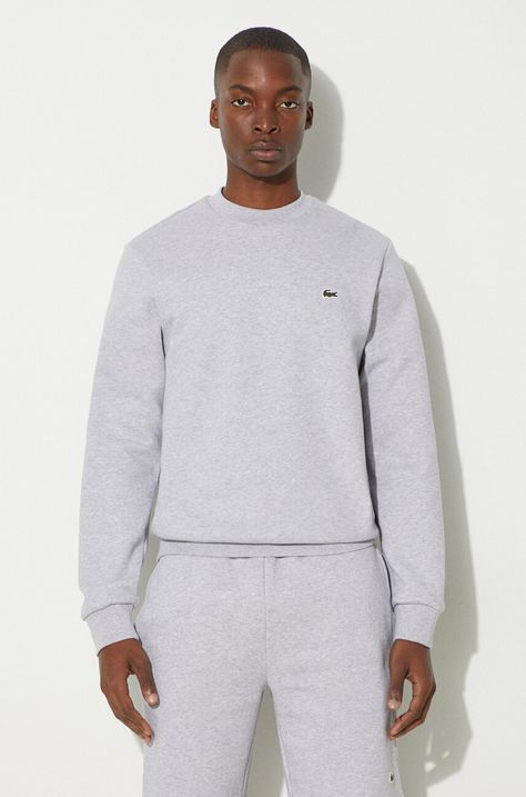 Кофта Lacoste чоловіча колір сірий однотонна SH9608-132