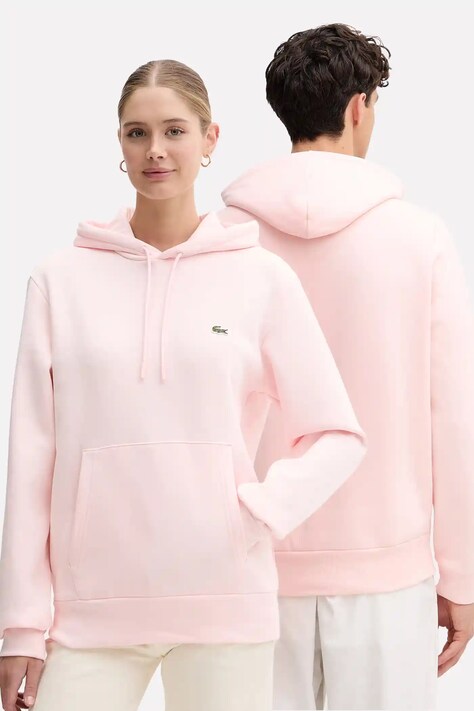 Lacoste bluză culoarea negru, cu glugă, uni, SH9623