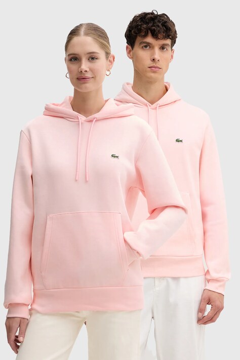 Lacoste bluza kolor różowy z kapturem gładka SH9623