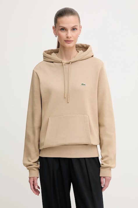 Кофта Lacoste цвет чёрный с капюшоном однотонная SH9623