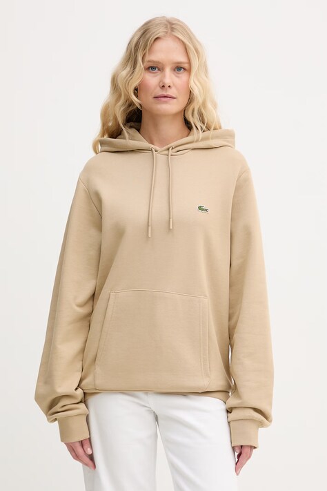 Dukserica Lacoste boja: crna, s kapuljačom, bez uzorka, SH9623