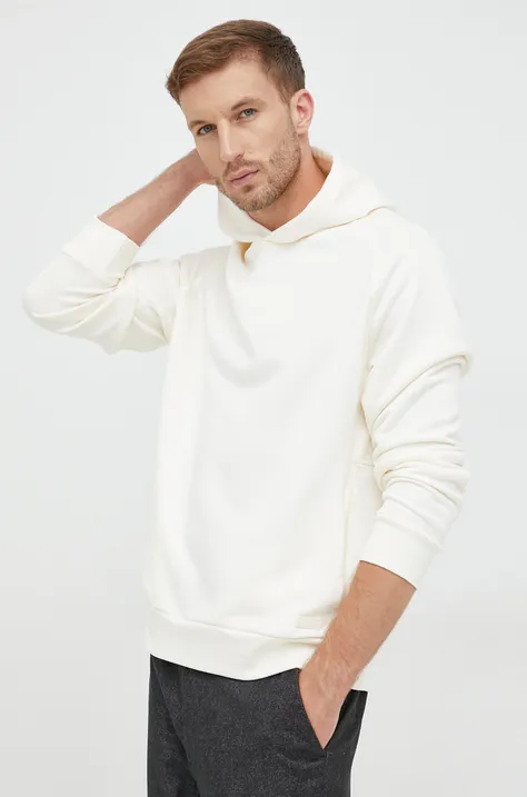Calvin Klein bluza barbati, culoarea bej, cu glugă, neted