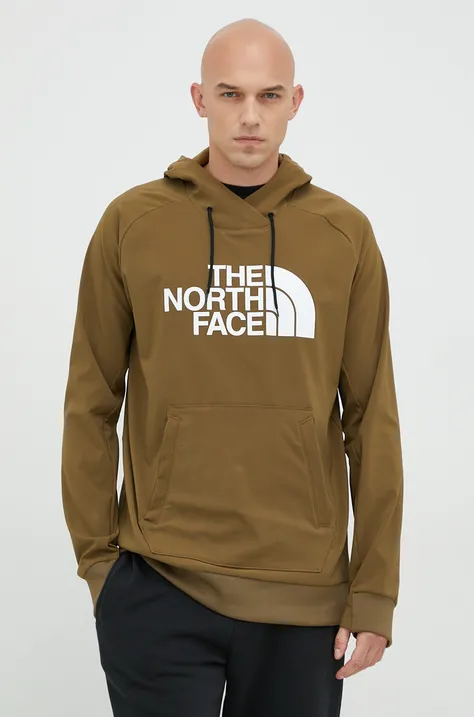 The North Face sportos pulóver Tekno zöld, férfi, nyomott mintás, kapucnis