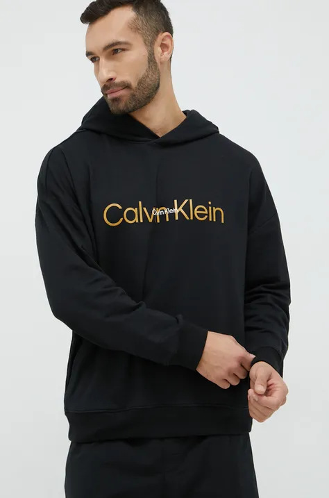 Calvin Klein Underwear bluza pijama barbati, culoarea negru, cu imprimeu