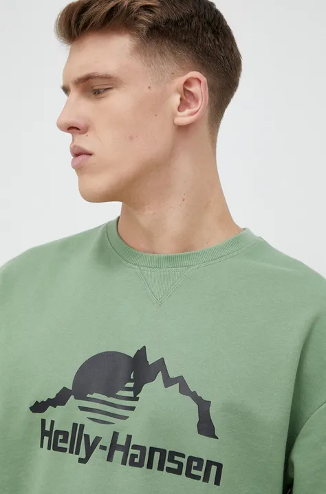 Helly Hansen bluza męska kolor zielony z nadrukiem