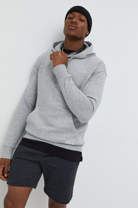 Solid bluza męska kolor szary z kapturem gładka