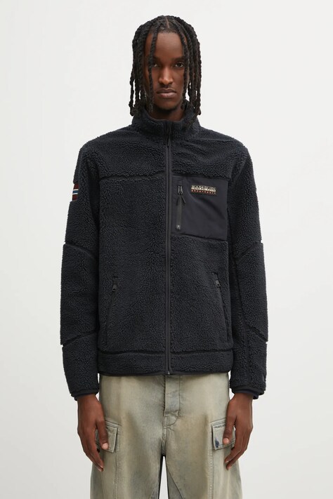 Napapijri bluza męska kolor czarny z aplikacją