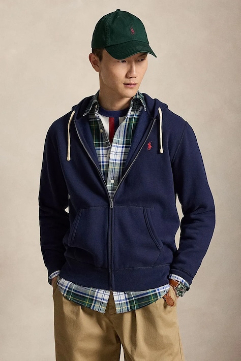 Polo Ralph Lauren bluza męska kolor granatowy z kapturem gładka
