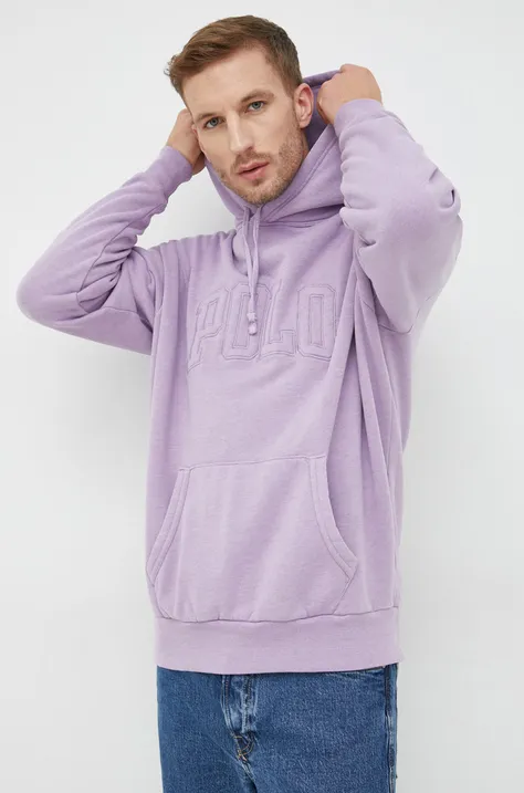 Кофта Polo Ralph Lauren мужская цвет фиолетовый с аппликацией