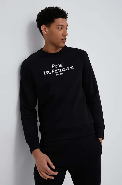 Mikina Peak Performance pánska, čierna farba, s kapucňou, jednofarebná