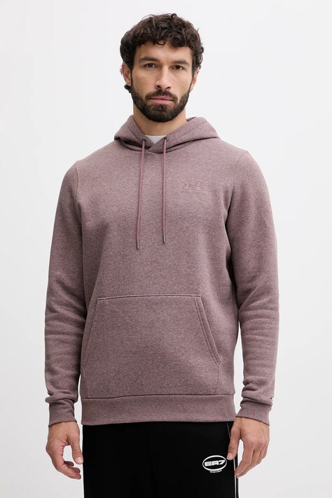 Under Armour bluza Essential Fleece męska kolor bordowy z kapturem z nadrukiem 1373880