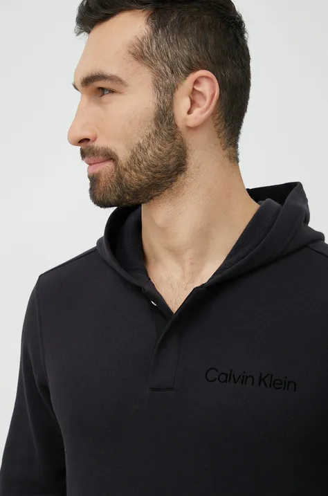 Calvin Klein Performance edzős pulóver fekete, férfi, sima, kapucnis