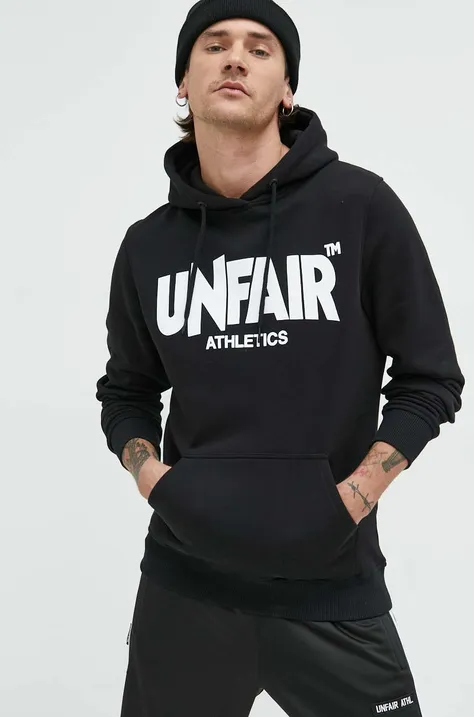Unfair Athletics bluza bawełniana męska kolor czarny z kapturem z nadrukiem