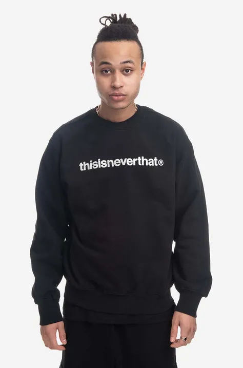 Bavlnená mikina thisisneverthat T-Logo Crewneck TN220TSWCW01-NAVY, pánska, čierna farba, s nášivkou