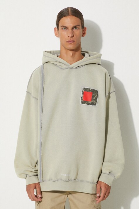 Βαμβακερή μπλούζα A-COLD-WALL* Relaxed Cubist Hoodie χρώμα: γκρι, με κουκούλα
