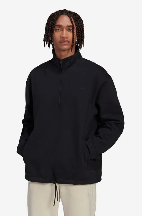 Кофта adidas Originals Adicolor Contempo Half-Zip Crew Sweatshirt чоловіча колір чорний однотонна HK0311-black