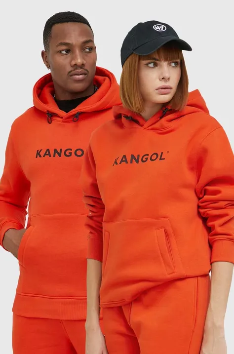 Dukserica Kangol unisex, boja: narančasta, s kapuljačom, s tiskom