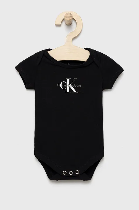 Body za dojenčka Calvin Klein Jeans črna barva