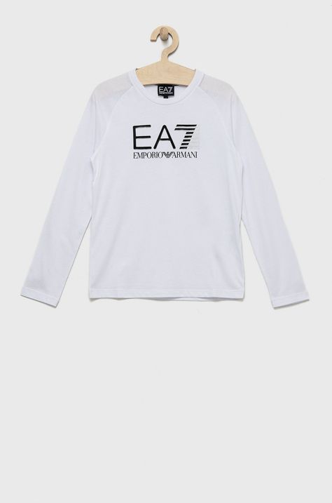 Detská bavlnená košeľa s dlhým rukávom EA7 Emporio Armani