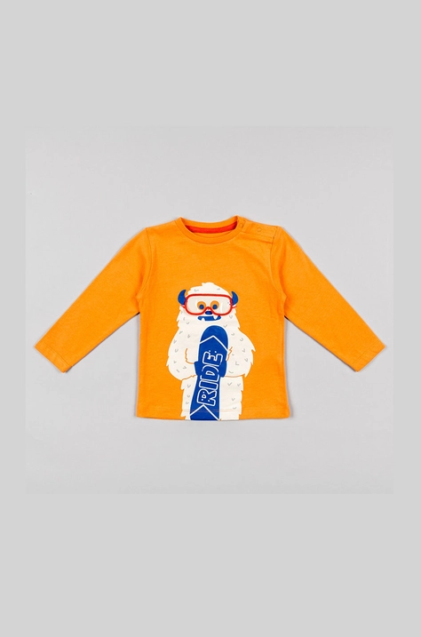 zippy longsleeve bawełniany dziecięcy kolor pomarańczowy z nadrukiem