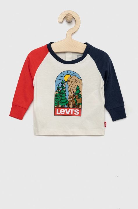 Бебешка памучна блуза с дълъг ръкав Levi's
