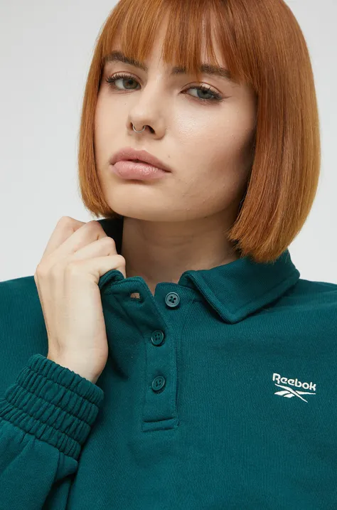 Reebok Classic bluza bawełniana damska kolor zielony gładka
